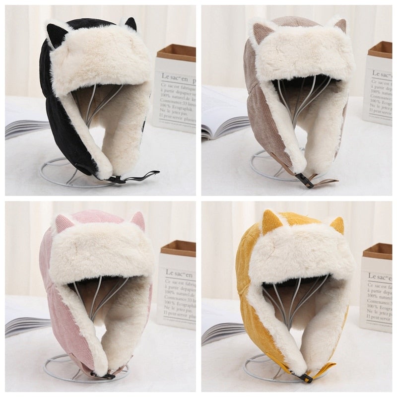 Cat Earmuffs Winter Cap