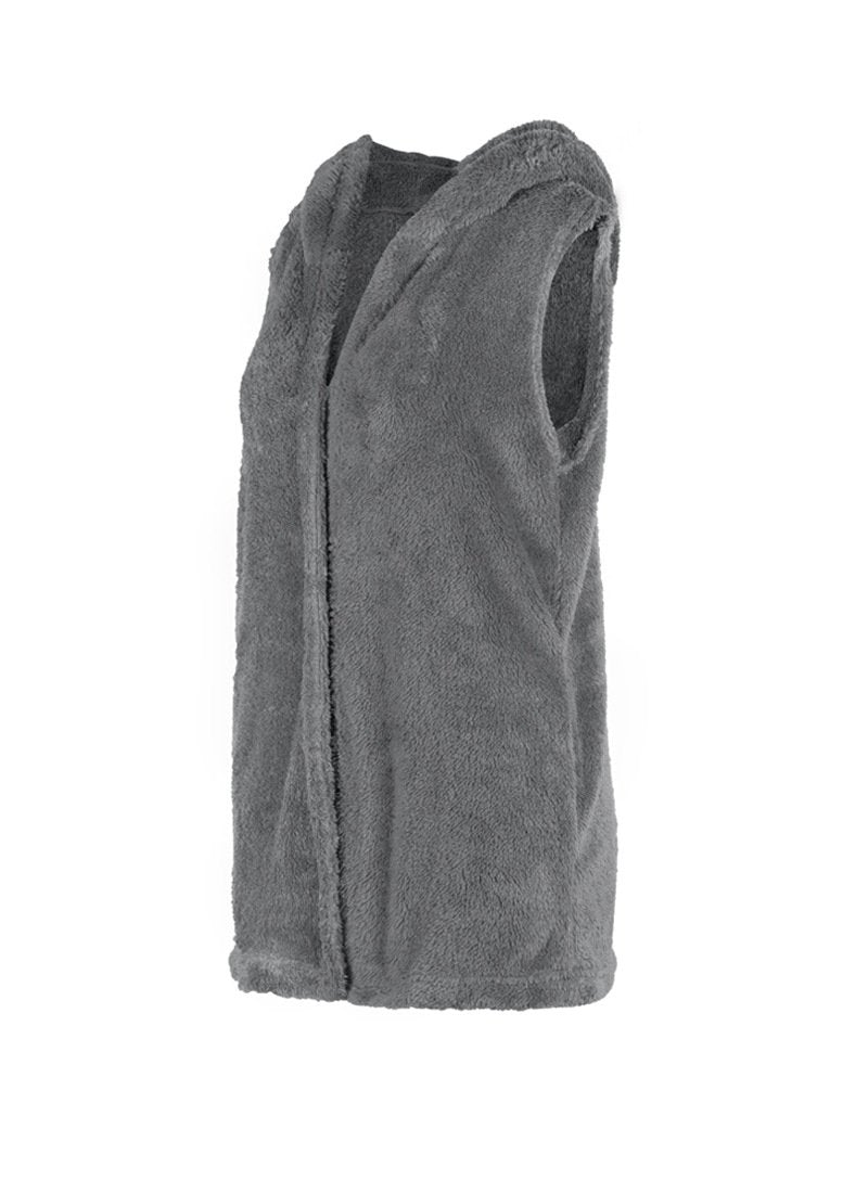Hooded plush vest jacket