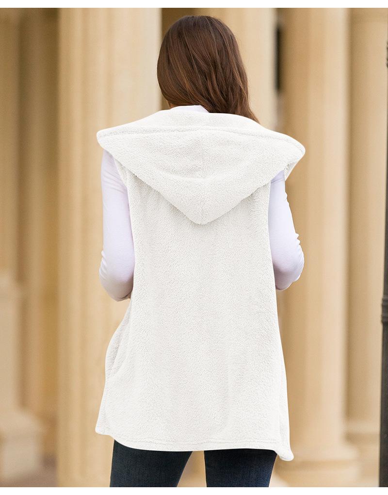 Hooded plush vest jacket