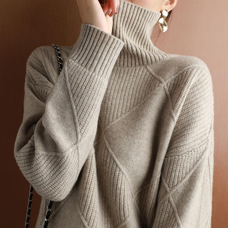 Women Oversize Cashmere Womens Turtleneck