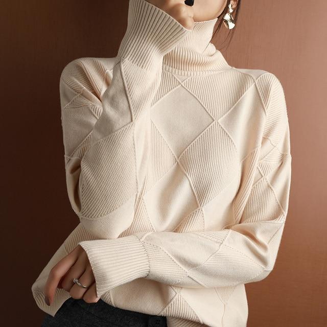 Women Oversize Cashmere Womens Turtleneck
