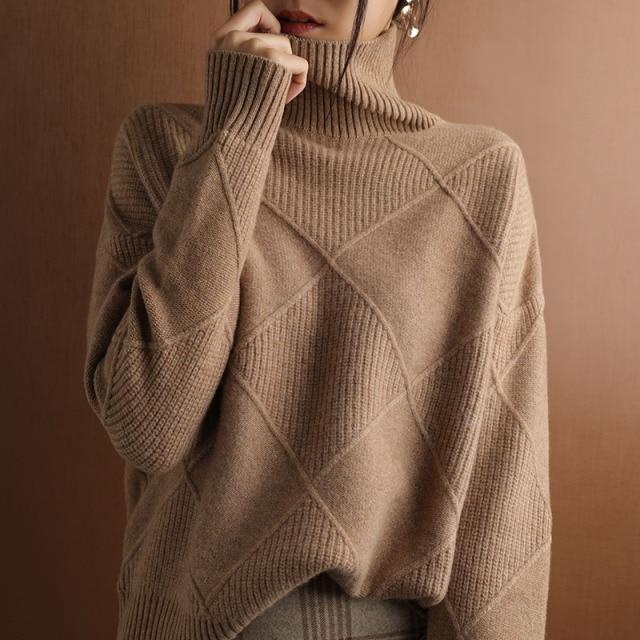 Women Oversize Cashmere Womens Turtleneck