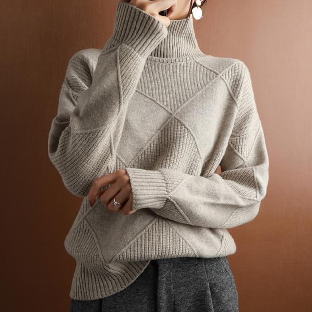 Women Oversize Cashmere Womens Turtleneck