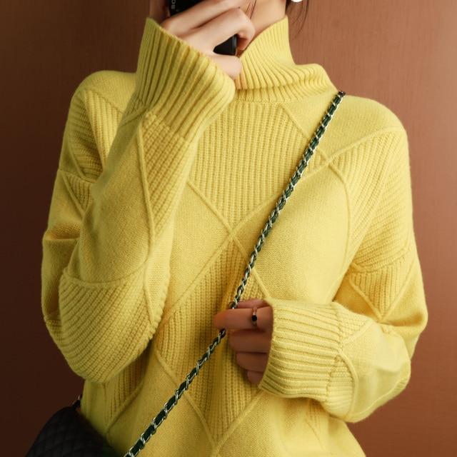 Women Oversize Cashmere Womens Turtleneck